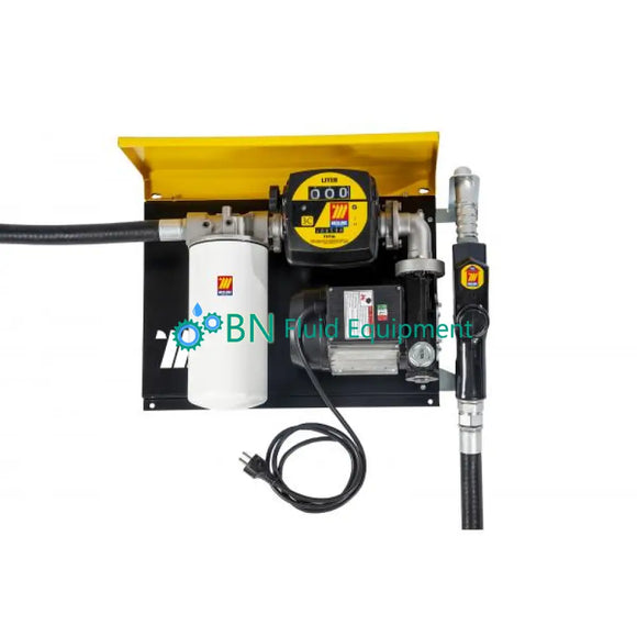 230V Meclube Yellow Wall Dispenser Cabinet Fuel Transfer Kit 100L/Min (Includes Pump Meter Filter